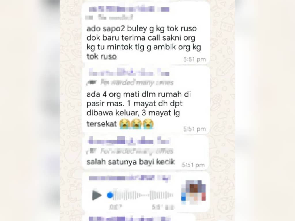 Mesej WhatsApp tular 4 mati dalam rumah di Pasir Mas tidak benar