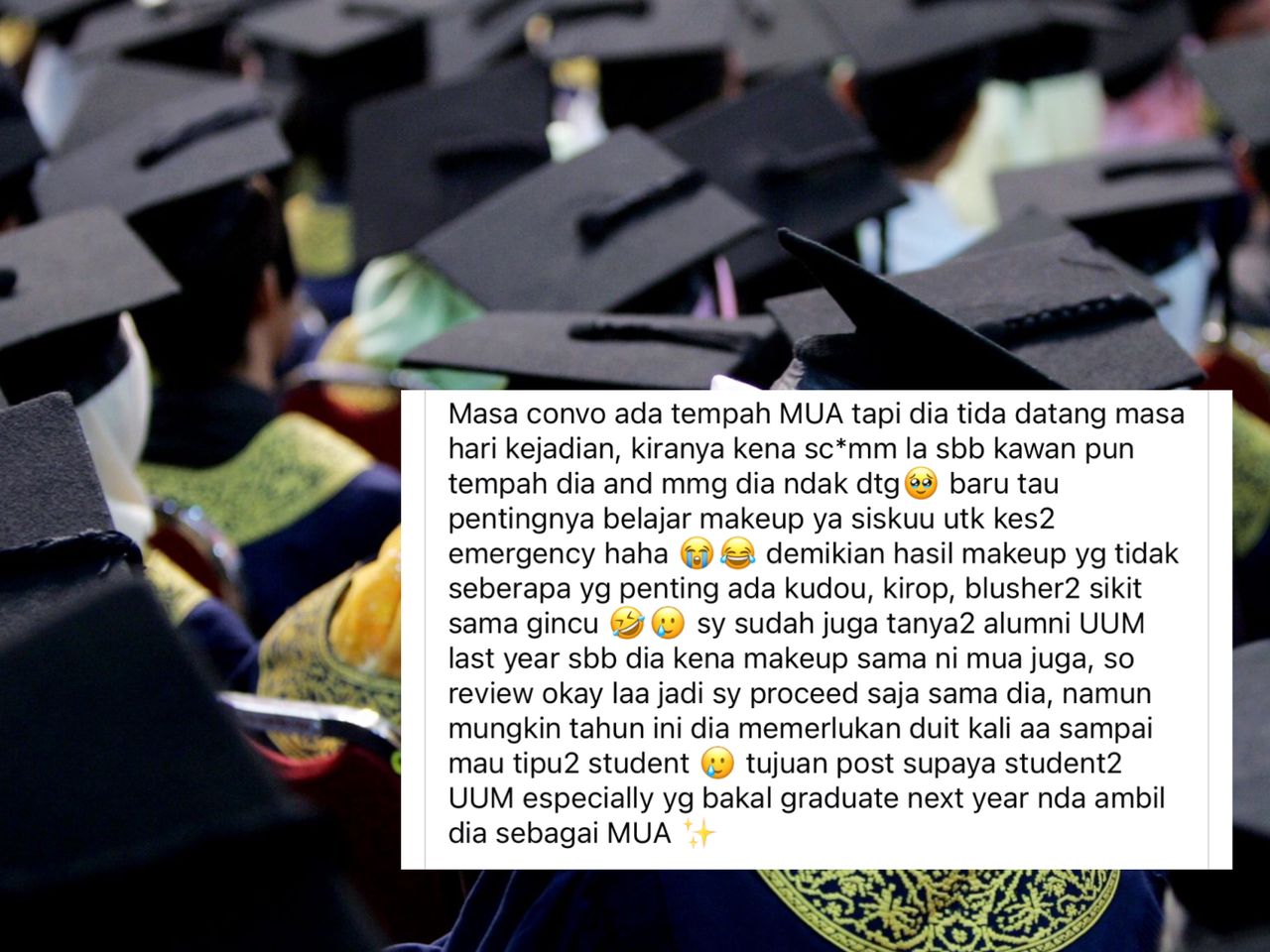 Ramai graduan ditipu ‘jurusolek’ ghaib