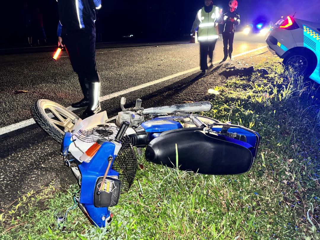 Lelaki parah, motosikal rempuh MPV polis elak anjing lintas jalan