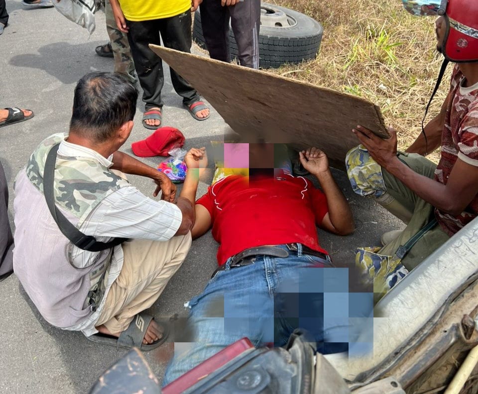 Tayar lori terpelanting, kena lelaki tepi jalan