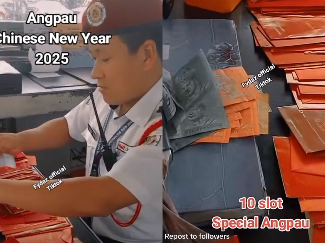 [VIDEO] ‘Pak guard’ menang besar, dapat angpau berkepuk-kepuk