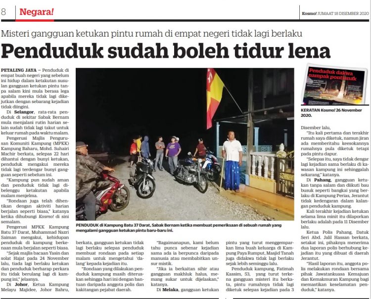 Ketukan Misteri ‘hantui Pulau Pinang Kosmo Digital