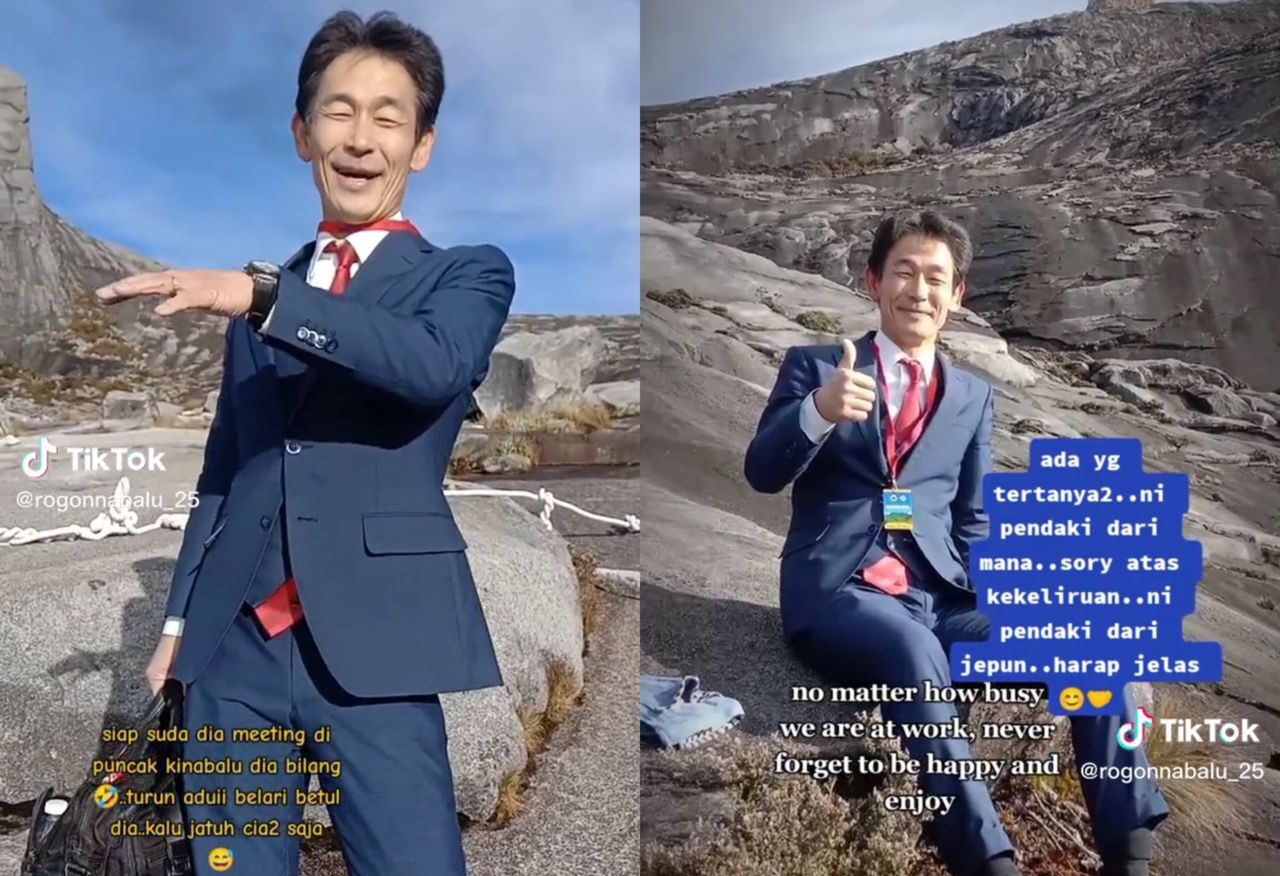 Video Lelaki Warga Jepun Lengkap Pakai Sut Daki Gunung Kinabalu