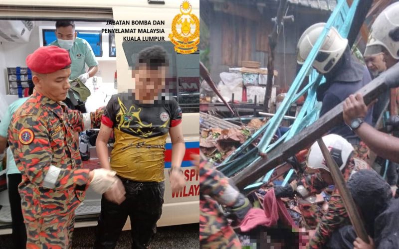 Lelaki tersepit dalam garaj akibat pokok tumbang