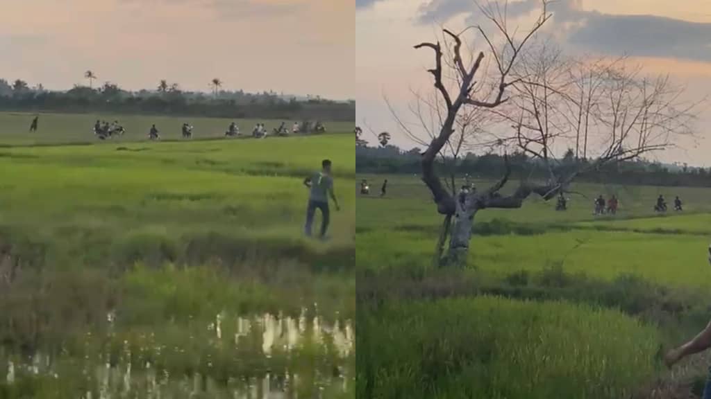 [VIDEO] Mat rempit redah sawah elak dicekup