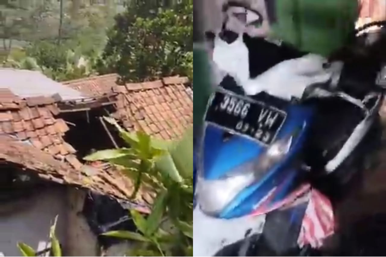 Motosikal rempuh bumbung rumah penduduk