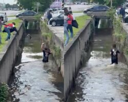 Terjun longkang selepas lari kemalangan