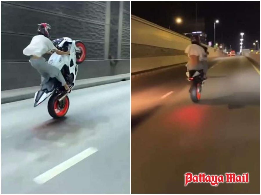 Penunggang motosikal kuasa tinggi berlagak tunjuk aksi ‘wheelie’