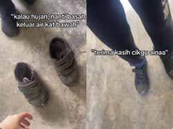 [VIDEO] Tak sampai hati tengok kasut murid berlubang, guru belikan baharu