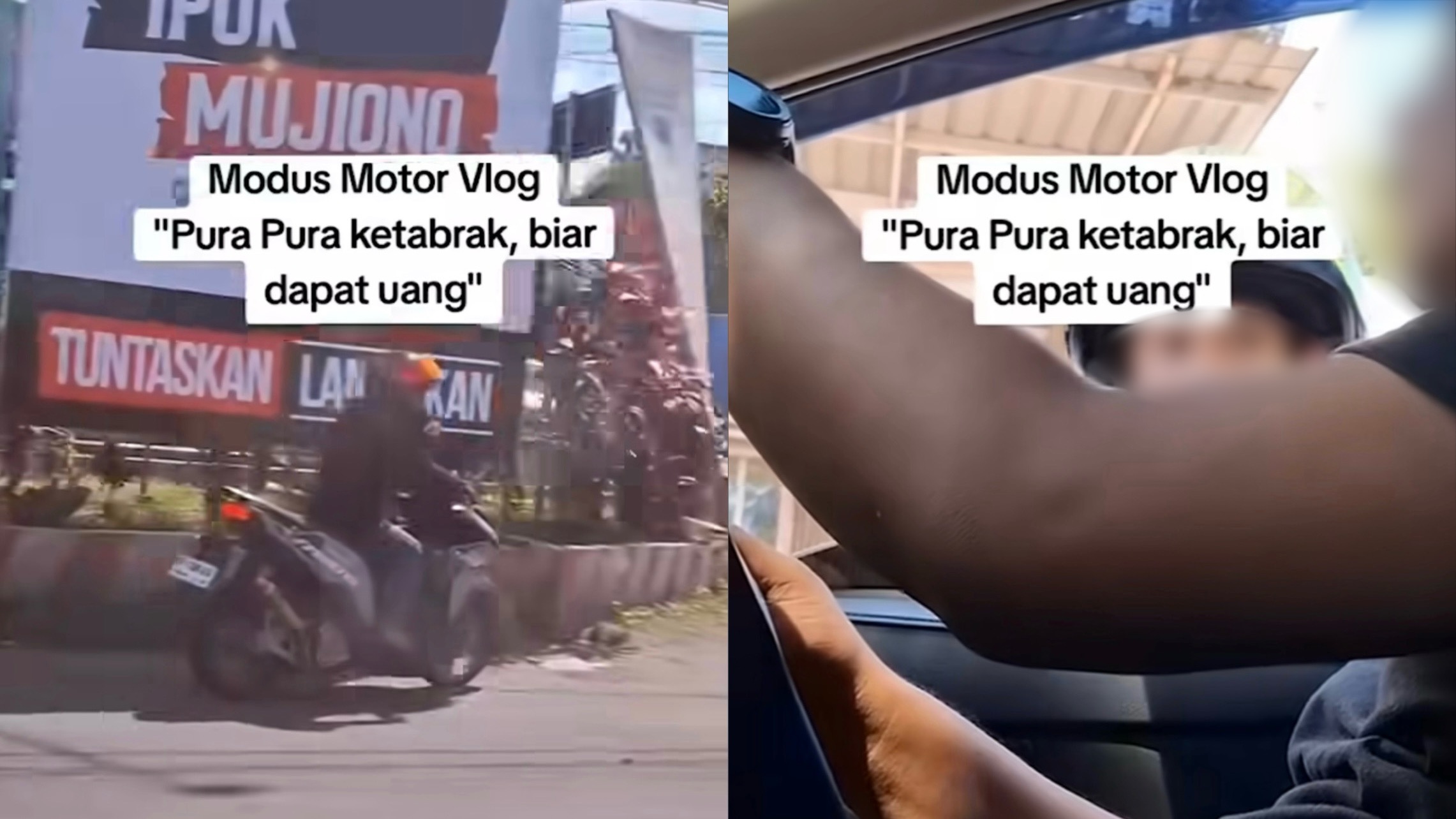 Penunggang motosikal berpura-pura dilanggar untuk minta wang  