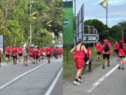 Pelancong berpakaian songsang ketika larian di Kota Tinggi