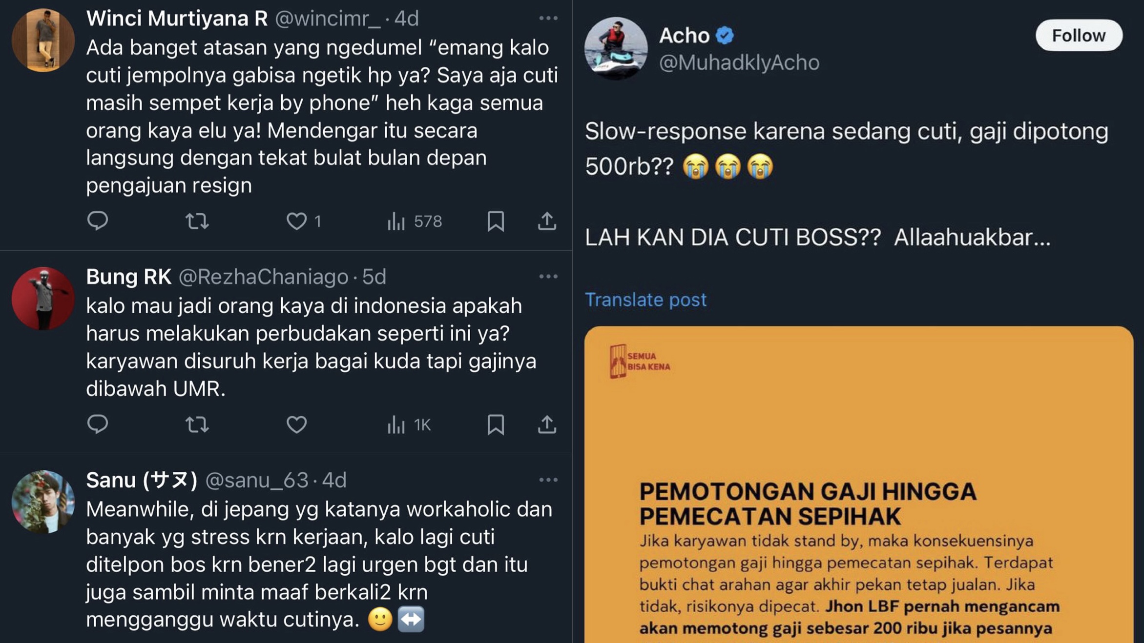 Pekerja bercuti dipotong gaji lambat jawab mesej bos