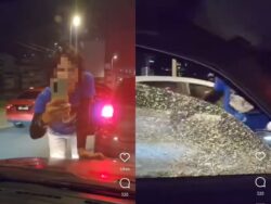 [VIDEO] Padah tunjuk berang tumbuk, tendang cermin kereta