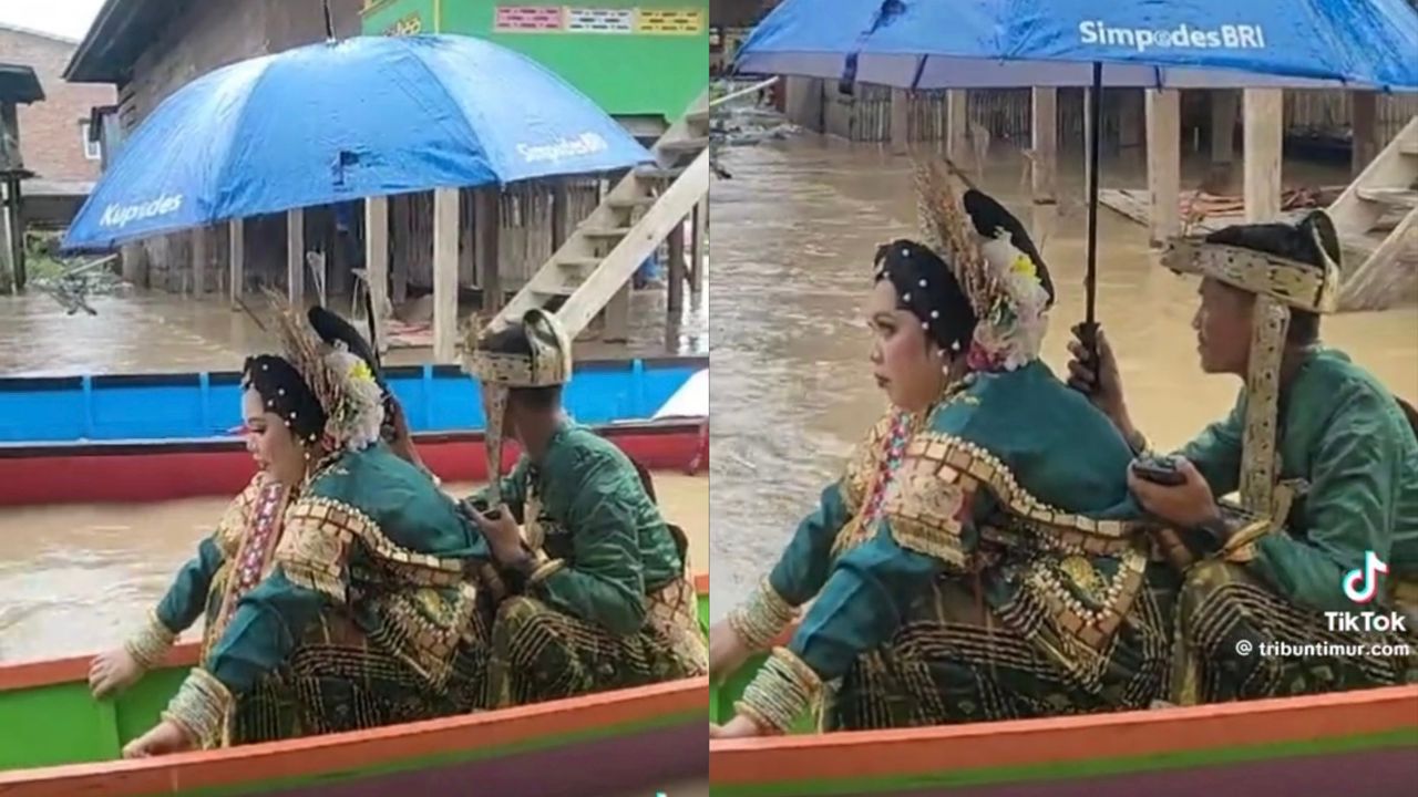 Pengantin naik perahu, majlis kahwin dilanda banjir