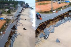 [VIDEO] Jalan Pantai Tanjung Batu Rakit ranap dihentam ombak kuat