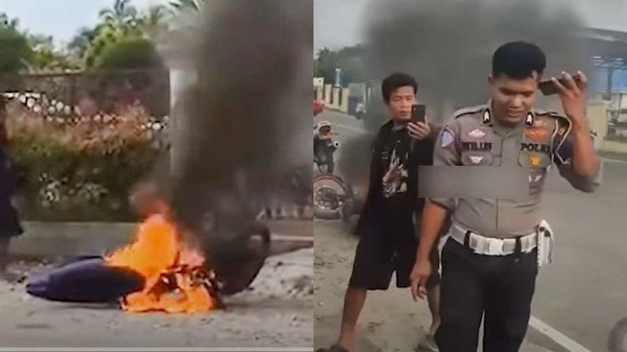 Berang kena saman polis, remaja bakar motosikal