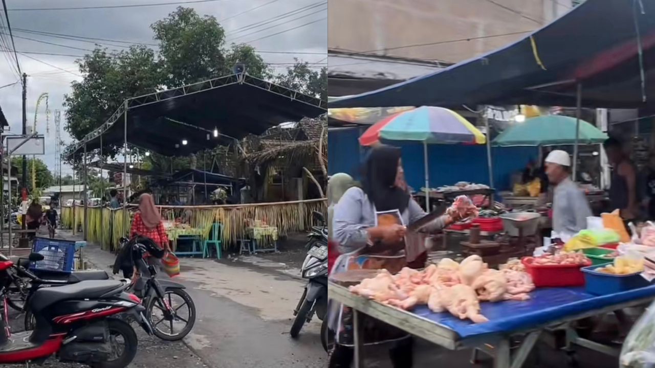 Pasangan pengantin kahwin tepi pasar borong 